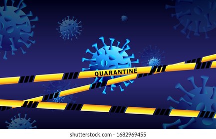 Covid-19-Gefahrenvirus. Abstraktes Konzept gefährliche epidemische Lungenentzündung. Hintergrundcoronavirus für Banner, Poster, Abdeckung. Biogefährdungsvirus unter Quarantäne Vektorillustration