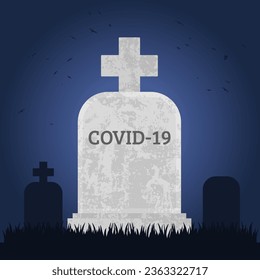 COVID-19 is dead. Grave concept symbolizing the end of coronavirus pandemic.