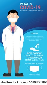 Diseño de fondo Covid-19 Aquí Muestra lo que es el virus de la corona y cómo prevenirlo.