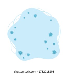 Concepto de diseño de Covid-19 para el fondo. Punto azul vectorial aislado con células de virus dentro