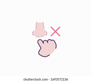 COVID19. Do not touch nose flat concept icon