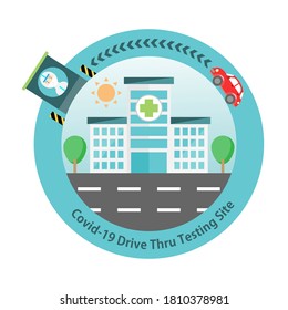 Covid-19 Drive Thru testing site logo vector