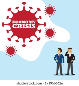 Covid-19 economy crisis vector: Businessmen feeling terrified of the Coronavirus pandemic