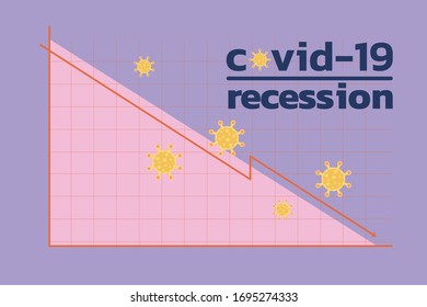 Covid-19 efecto a la economía gráfico descenso dramático de alto a bajo . ilustración vectorial en estilo plano 