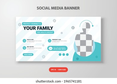 Covid-19 Elegant clean Editable Healthcare Social Media post banner template