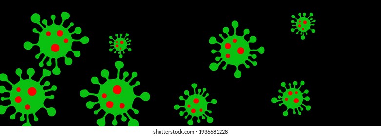 Covid-19 Epidemic Creepy Science Pandemic Background. Healthcare Green Horizontal Vibrant Danger Sign Vivid Quarantine Illustration. Virus Black Coronavirus Bright Sick Test Red Medicine Vector.