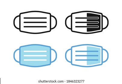 Covid-19 Face Mask Facemask Face Covering Mask Icon Set of Vector Icons for Novel Coronavirus Covid19 Social Distancing Pandemic. Simple Face Mask Icon Symbols