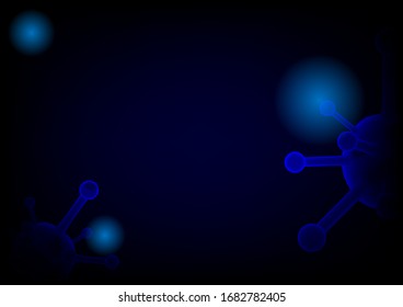 covid-19, flu virus abstract background vector with ble light.