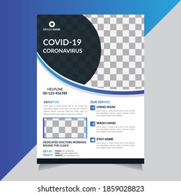 Covid-19 Flyer, Medical Flyer Design Templates, Business Flyer Design Templates, shape design, a4 size, illustration