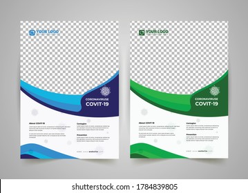 COVID-19 flyer template design, virtual conference flyer, Medical Flyer Template, medical brochure, annual report, flyer design templates in A4 size, Medical product sale or coronavirus COVID-19,  EPS