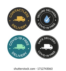 Covid-19 free delivery icon set. Symbols for shipments without Coronavirus.