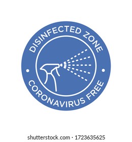 Covid-19 free zone icon. Round symbol for disinfected areas of Coronavirus.