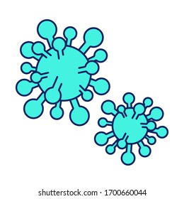 Covid germ - concepto de prevención. Icono Vector Covid-19, elemento Coronavirus o adhesivo en línea plana. Paleta azul turquesa de neón