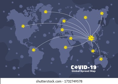 Covid-19 Global Spread Map. Coronavirus Pandemic Background