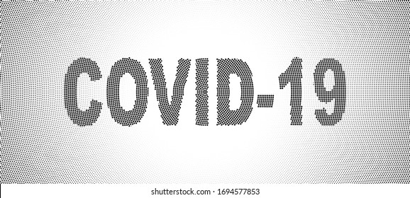 Covid-19 halftone vector illustration with circular pattern, gradient from white to grey as background