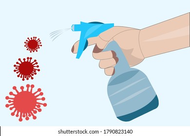 Covid-19 Hand Asper, Hand hygiene prevention without E.coli, S.pyogenes, H1N1 virus, C.xerosis, . Far from the disease by yourself. And beautiful vector images.