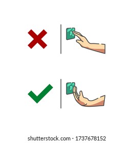 Covid-19 Health Protocol. Guidance when turning on the lights. Use the back of your finger when pressing the light switch.