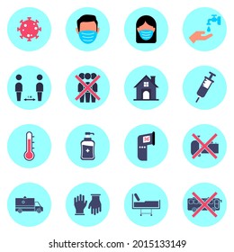 Covid-19 Health Protocol Icon Design Blue