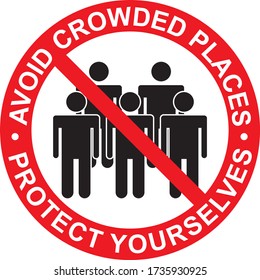 Covid-19 Healthcare Round Avoid Crowded Places Signs Vector