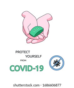 COVID-19 hygiene promotion. washing your hands properly with soap. kill bacteria, fungi and stop viruses such as coronavirus. Hygiene product. Isolated vector illustration. prevent corona virus 