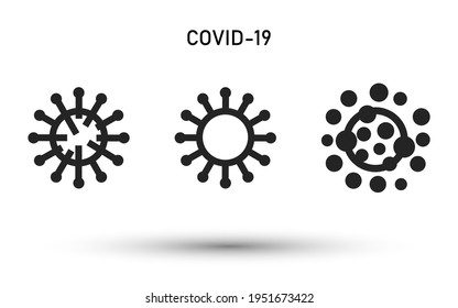 Covid-19 icon. Isolated vector virus symbol. Simple pictogram for mobile concept and web apps. Vector line quarantine icon isolated on a white background.