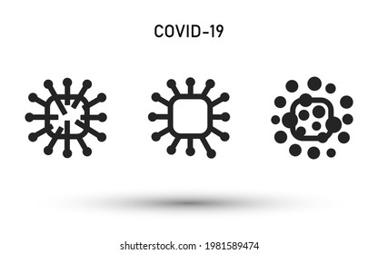 Covid-19 icon. Isolated vector virus symbol. Simple pictogram for mobile concept and web apps. Vector line quarantine icon isolated on a white background.