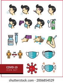 COVID-19 Icon Set in Color