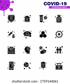 Covid-19 icon set for infographic 16 Solid Glyph Black pack such as drugs; medicine; bacteria; capsule; virus viral coronavirus 2019-nov disease Vector Design Elements