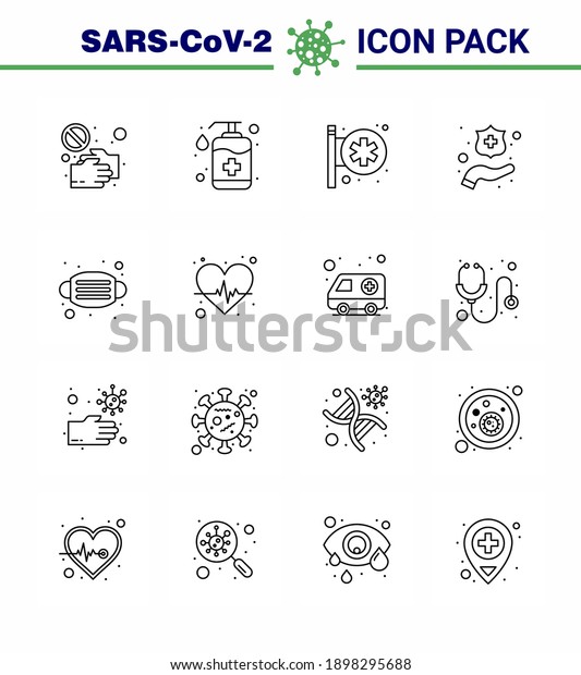 Covid-19 icon set\
for infographic 16 Line pack such as washing; protect hands;\
handcare; pharmacy; hospital signboard viral coronavirus 2019-nov\
disease Vector Design\
Elements