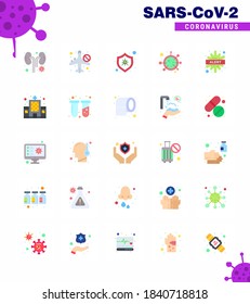 Covid-19 icon set for infographic 25 Flat Color pack such as microorganism; covid; airoplan; coronavirus; desease viral coronavirus 2019-nov disease Vector Design Elements
