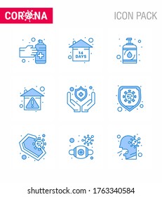 Covid-19 icon set for infographic 9 Blue pack such as medical; protection; virus; prevent; home viral coronavirus 2019-nov disease Vector Design Elements