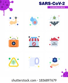 Juego de iconos Covid-19 para infografía 9 Paquete de color plano como médico; emergencia; fiebre; virus; coronavirus viral coronavirus 2019-nov Enfermedad Vector Elementos de diseño