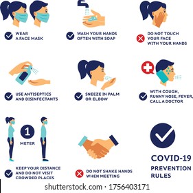 covid-19 icon set prevention rules