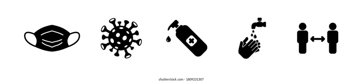 covid-19 icon set, symbol vector onwhite background