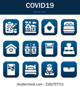 covid19 icon set. Vector  illustrations related with Test, Home and Home
