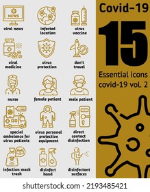 Covid-19 icon vector line design vol. 2