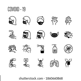 Covid-19 icons set is designed keeping in mind the current situation of the pandemic. Stay Safe.
