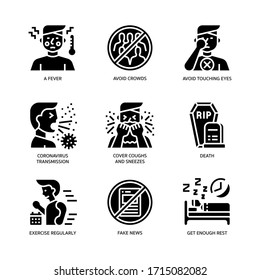 Covid-19 icons set solid style