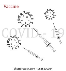 Covid-19. Illustration of a found coronavirus vaccine.