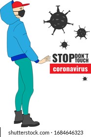 COVID-19 Illustration . Safe yourself from coronavirus. Don`t touch please.