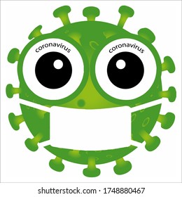 COVID-19. The image of the virus. Coronovirus with a mask. Virus vector image for stocks.