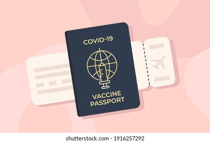 Covid-19 immune passport and boarding pass. Coronavirus vaccination certificate. New normal.  Sars 2019-nCoV pandemic. Antigen test result to travel around the world again. Unlock tourizm and business
