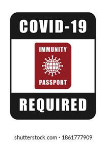 Covid-19 immunity passport required. Coronavirus immune passport icon. 