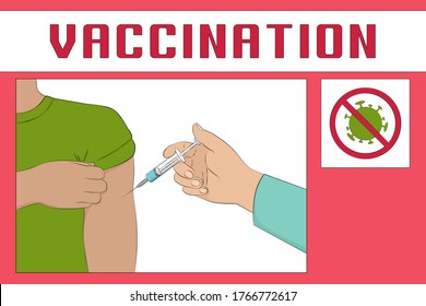 COVID-19 immunization. Cartoon style. Vector illustration.