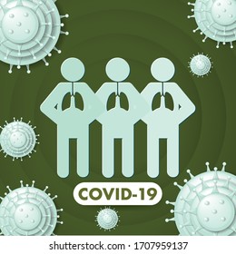 Covid-19 infection. Epidemic warning, virus protection time. Control and pandemic prevention. Medical health care design. Stay safety. Emergency poster concept
