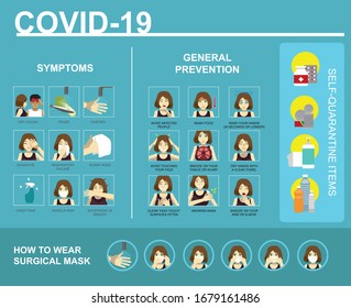 Covid-19 Infographic Manga Style Cartoon Woman Cute Vector-01