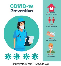 covid19 infographics with prevention methods vector illustration design