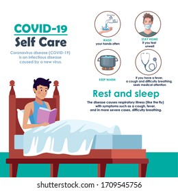 covid19 infographics with self care vector illustration design