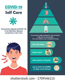 covid19 infographics with self care vector illustration design