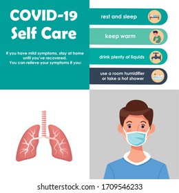 covid19 infographics with self care vector illustration design